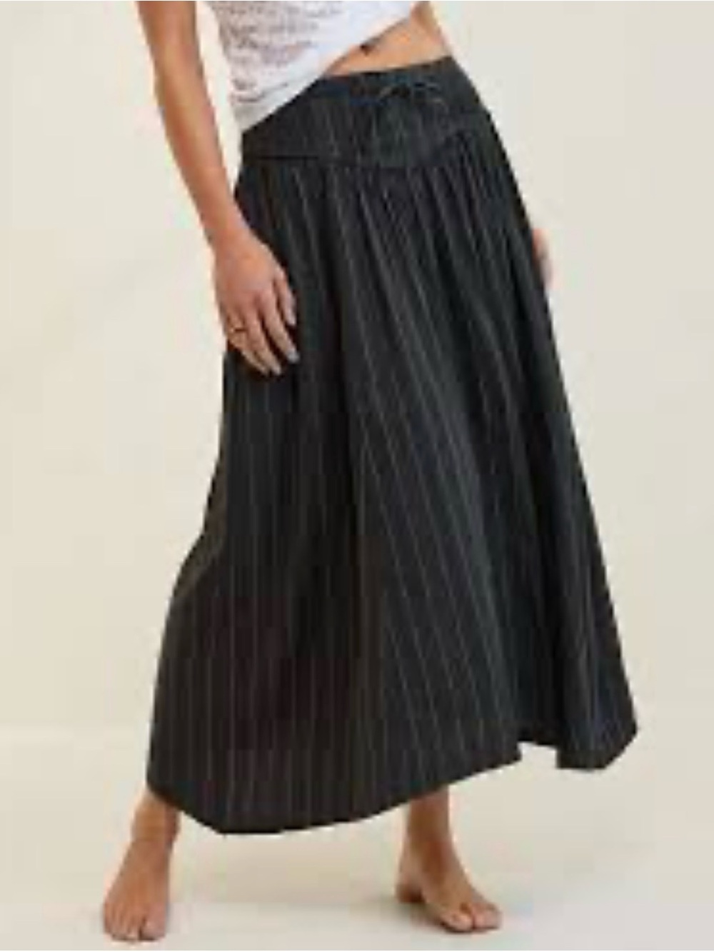 Aerie V Waist Maxi Skirt Grey Pinstripe XXL - Picture 1 of 7